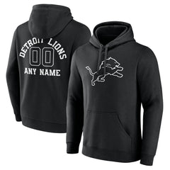 Detroit Lions Personalized Name & Number Pullover Hoodie Black