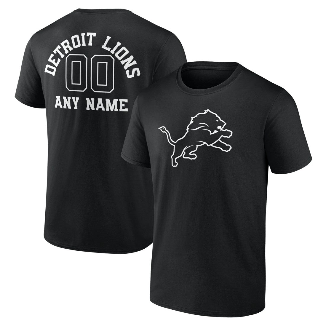 Detroit Lions Personalized Name & Number Monochrome T-Shirt Black