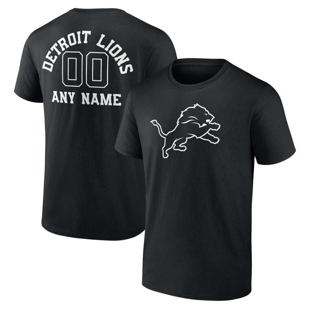 Detroit Lions Personalized Name & Number Monochrome T-Shirt Black
