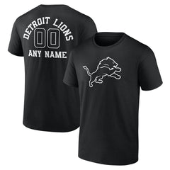 Detroit Lions Personalized Name & Number Monochrome T-Shirt Black