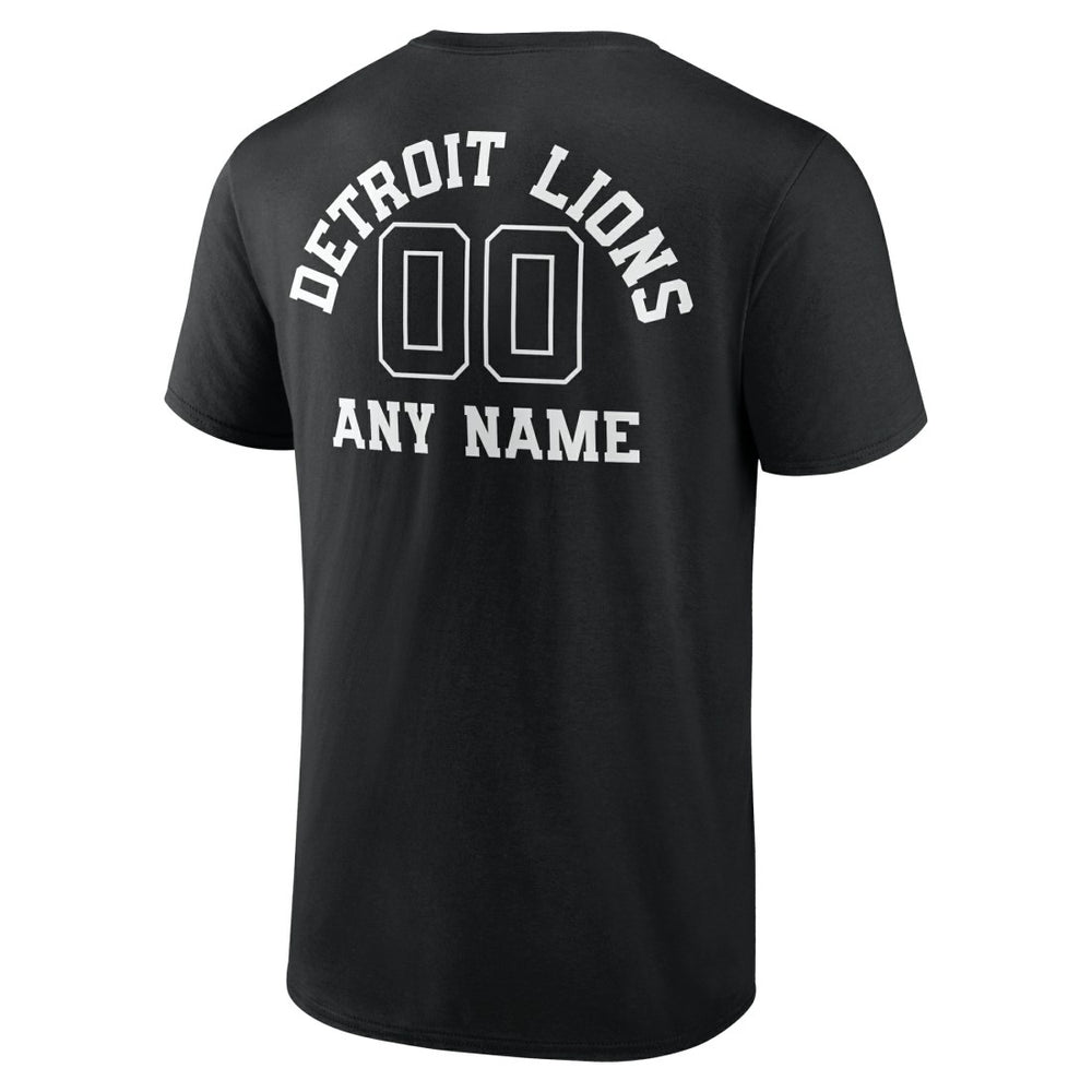 Detroit Lions Personalized Name & Number Monochrome T-Shirt Black