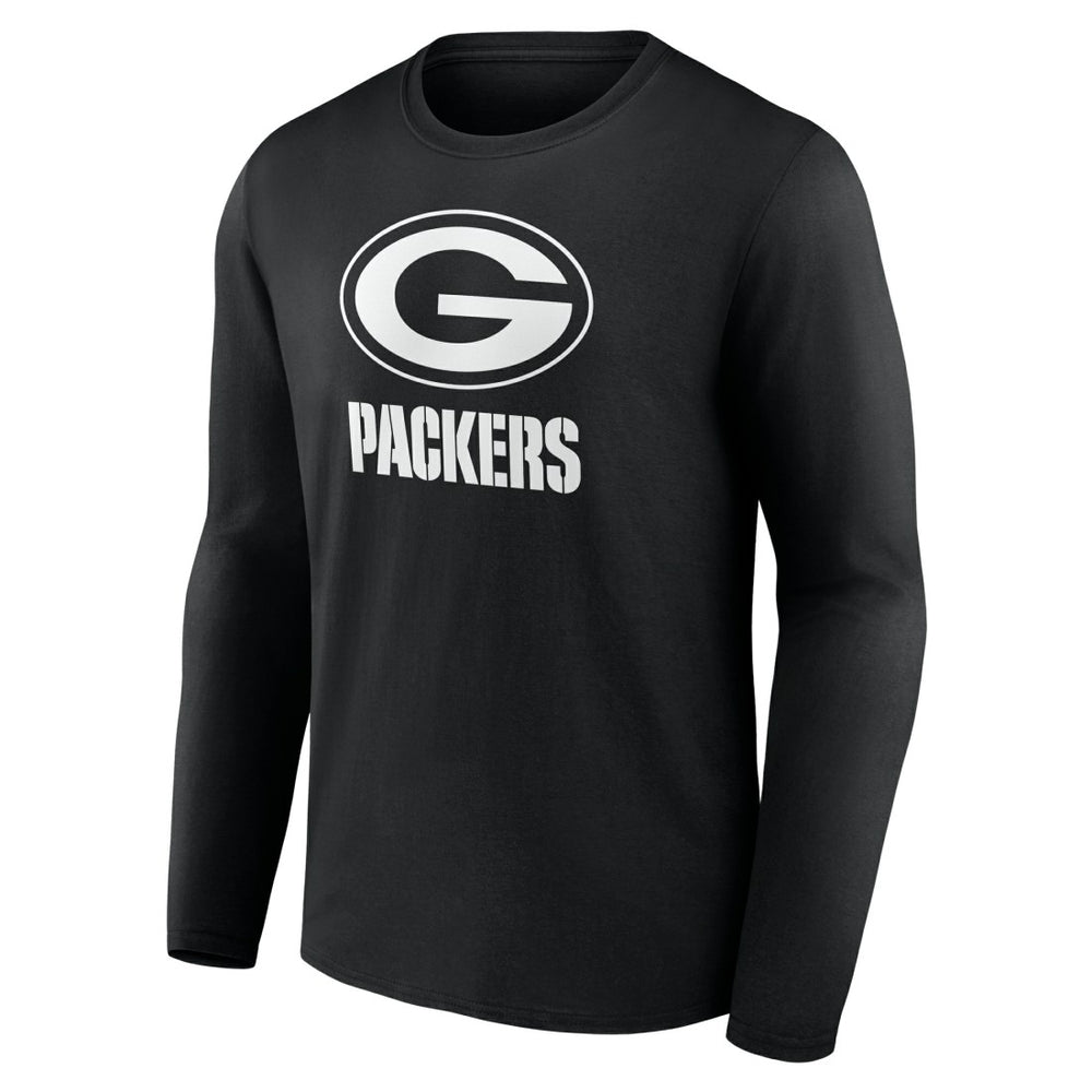 Green Bay Packers Personalized Name & Number Monochrome Long Sleeve T-Shirt Black