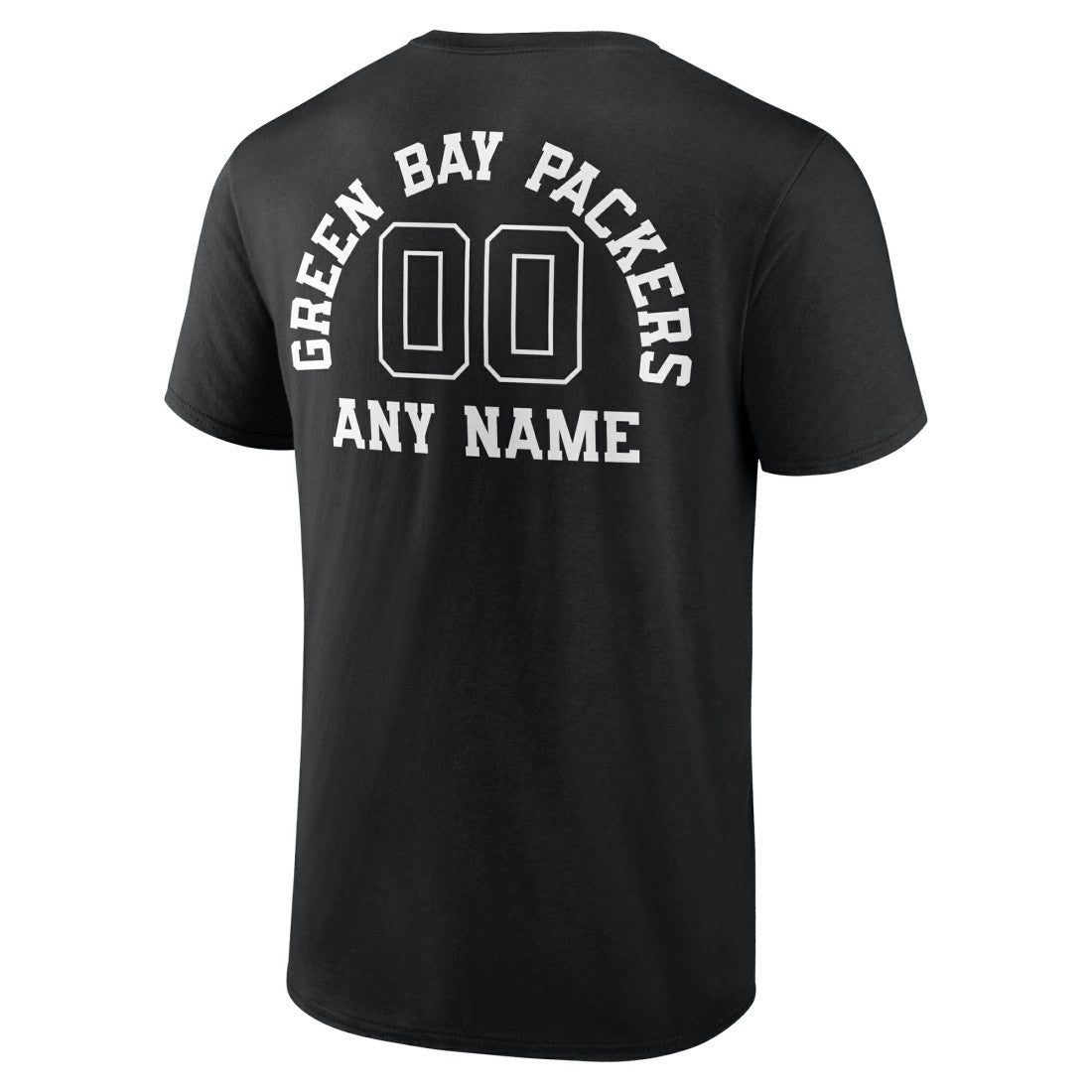 Green Bay Packers Personalized Name & Number Monochrome T-Shirt Black