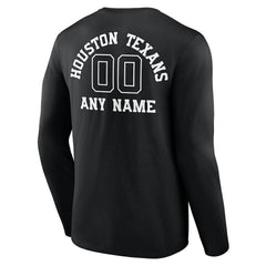 Houston Texans Personalized Name & Number Monochrome Long Sleeve T-Shirt Black