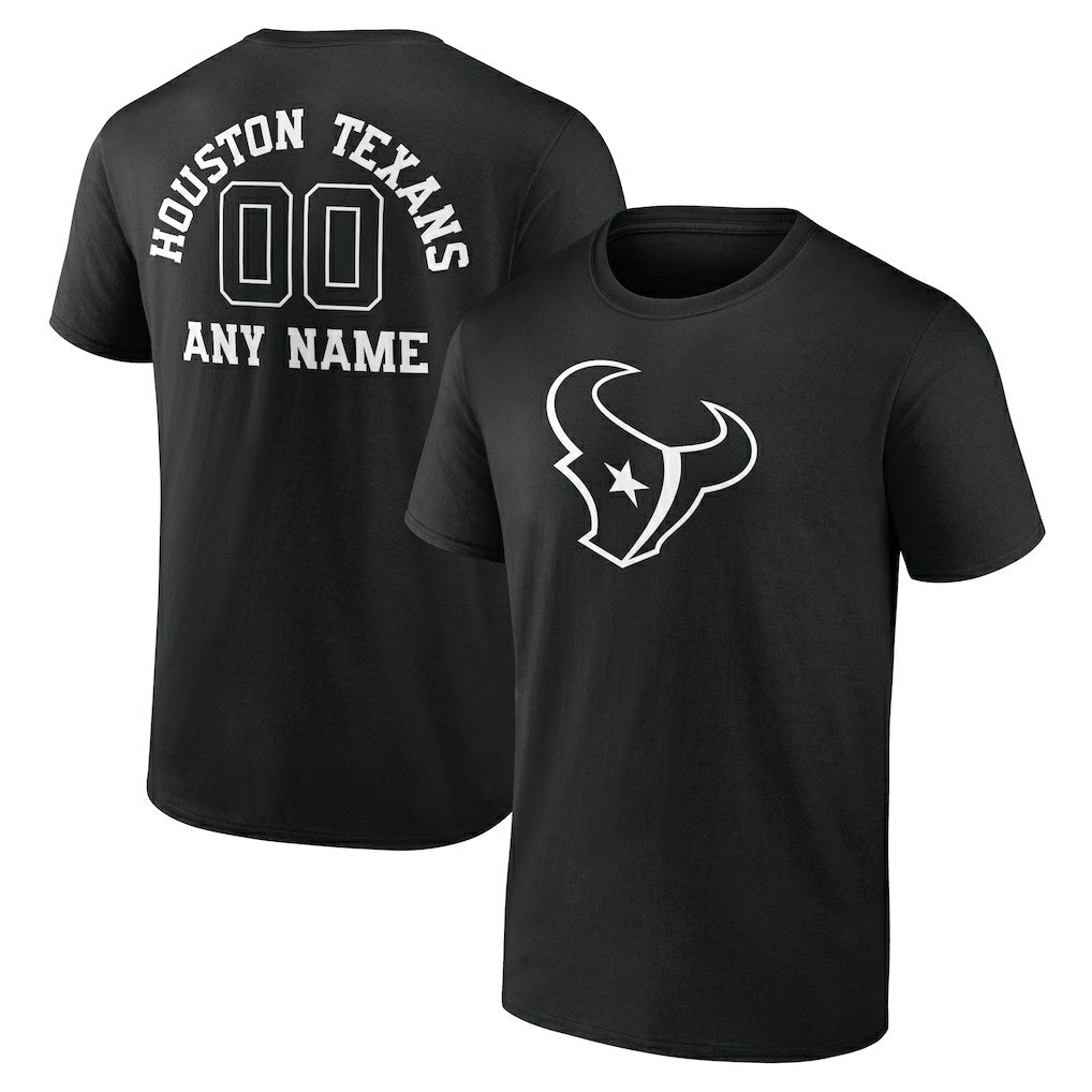 Houston Texans Personalized Name & Number Monochrome T-Shirt Black