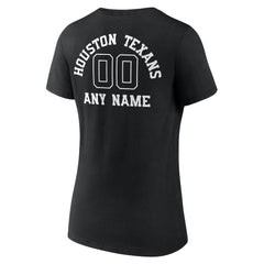 Houston Texans Women's Personalized Name & Number Monochrome V-Neck T-Shirt Black