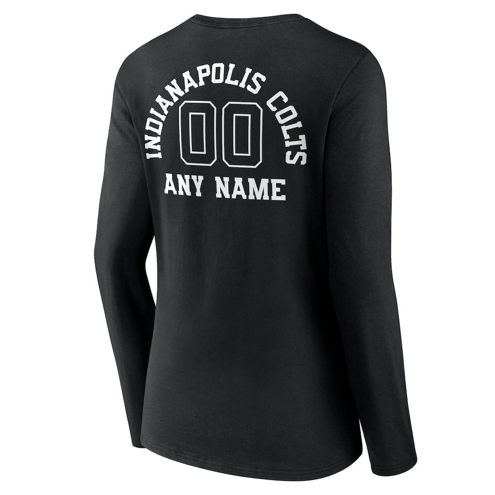 Indianapolis Colts Women's Personalized Name & Number Monochrome Long Sleeve V-Neck T-Shirt Black