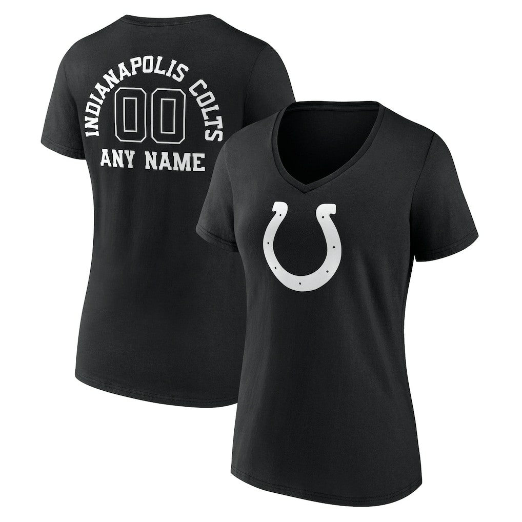 Indianapolis Colts Women's Personalized Name & Number Monochrome V-Neck T-Shirt Black