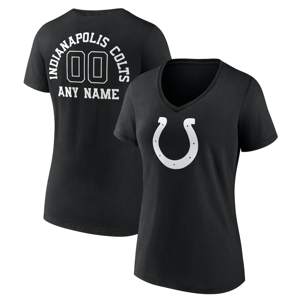 Indianapolis Colts Women's Personalized Name & Number Monochrome V-Neck T-Shirt Black