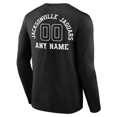 Jacksonville Jaguars Personalized Name & Number Monochrome Long Sleeve T-Shirt Black