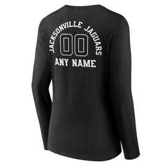 Jacksonville Jaguars Women's Personalized Name & Number Monochrome Long Sleeve V-Neck T-Shirt Black