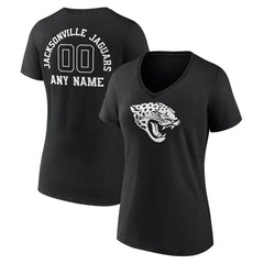 Jacksonville Jaguars Women's Personalized Name & Number Monochrome V-Neck T-Shirt Black