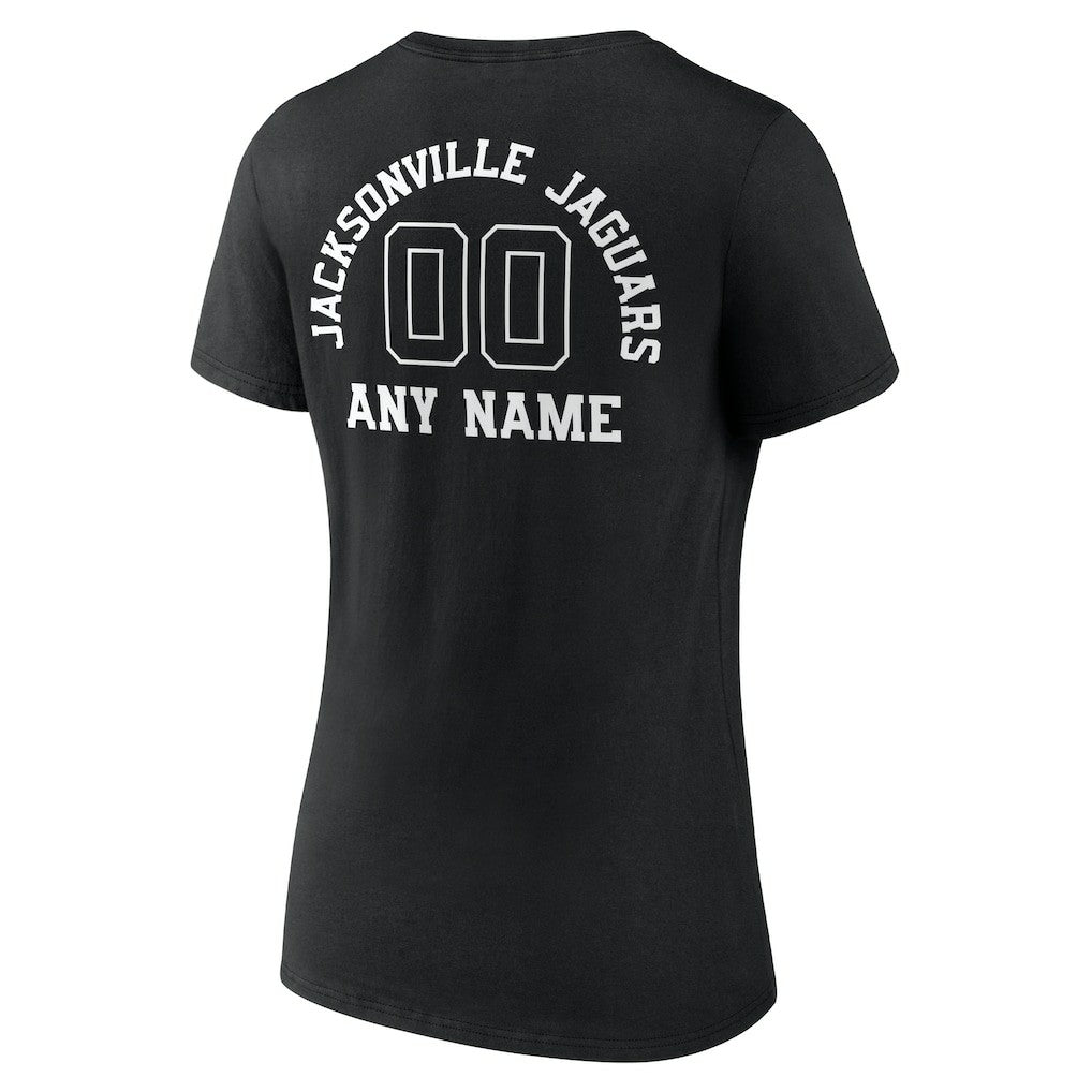 Jacksonville Jaguars Women's Personalized Name & Number Monochrome V-Neck T-Shirt Black
