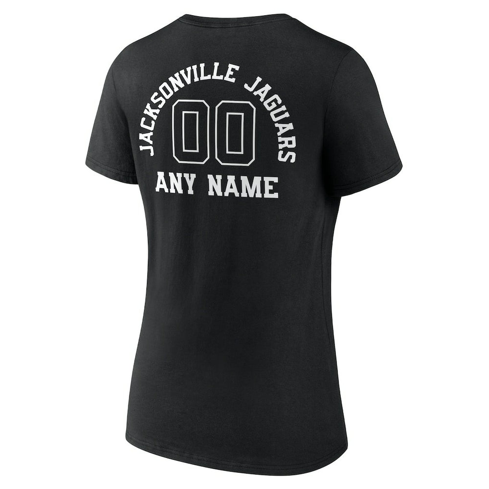 Jacksonville Jaguars Women's Personalized Name & Number Monochrome V-Neck T-Shirt Black
