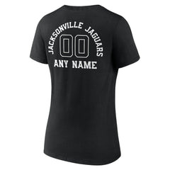 Jacksonville Jaguars Women's Personalized Name & Number Monochrome V-Neck T-Shirt Black