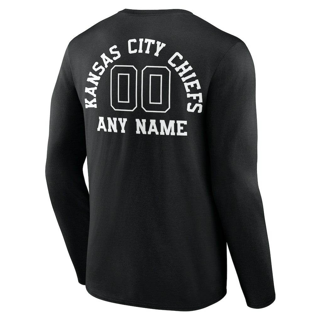 Kansas City Chiefs Personalized Name & Number Monochrome Long Sleeve T-Shirt Black