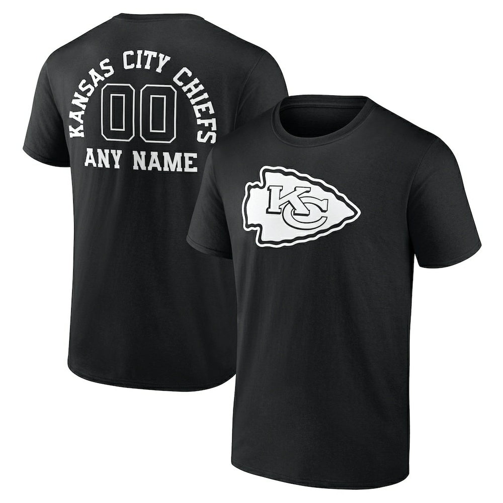Kansas City Chiefs Personalized Name & Number Monochrome T-Shirt Black