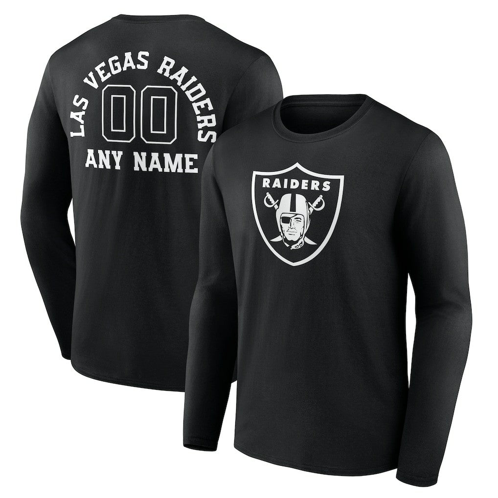 Las Vegas Raiders Personalized Name & Number Monochrome Long Sleeve T-Shirt Black