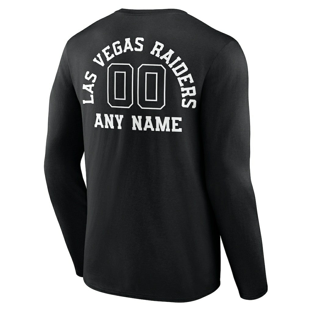 Las Vegas Raiders Personalized Name & Number Monochrome Long Sleeve T-Shirt Black