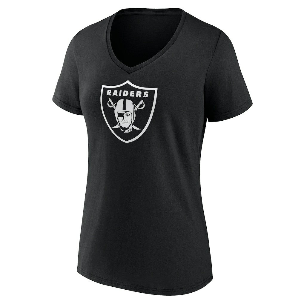 Las Vegas Raiders Women's Personalized Name & Number Monochrome V-Neck T-Shirt Black