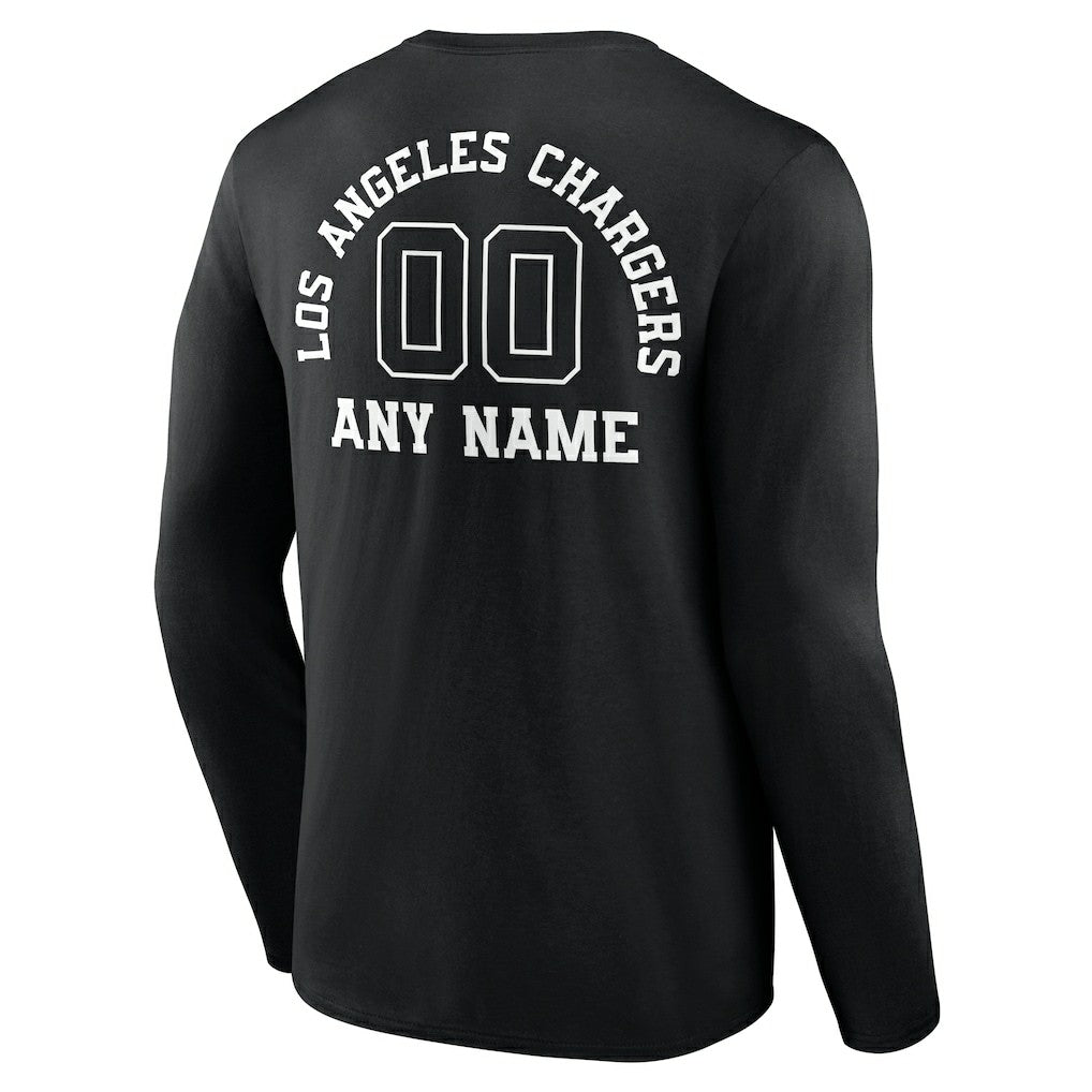 Los Angeles Chargers Personalized Name & Number Monochrome Long Sleeve T-Shirt Black