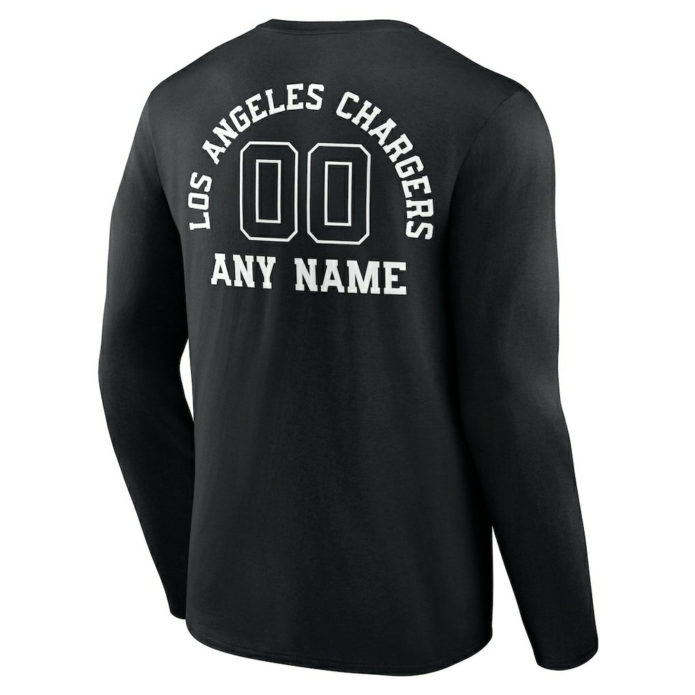 Los Angeles Chargers Personalized Name & Number Monochrome Long Sleeve T-Shirt Black