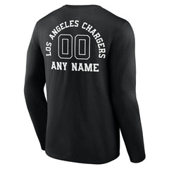 Los Angeles Chargers Personalized Name & Number Monochrome Long Sleeve T-Shirt Black