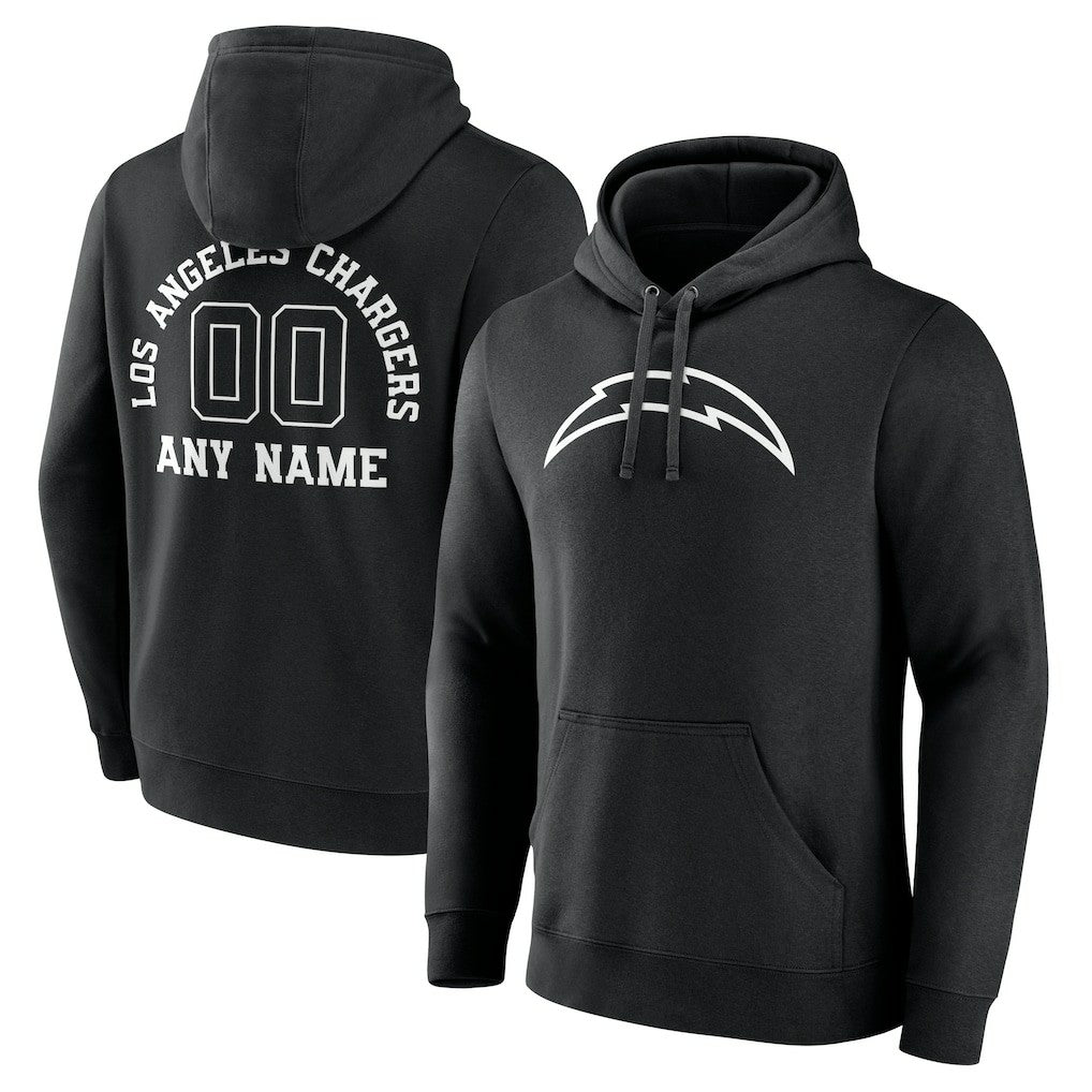 Los Angeles Chargers Personalized Name & Number Pullover Hoodie Black