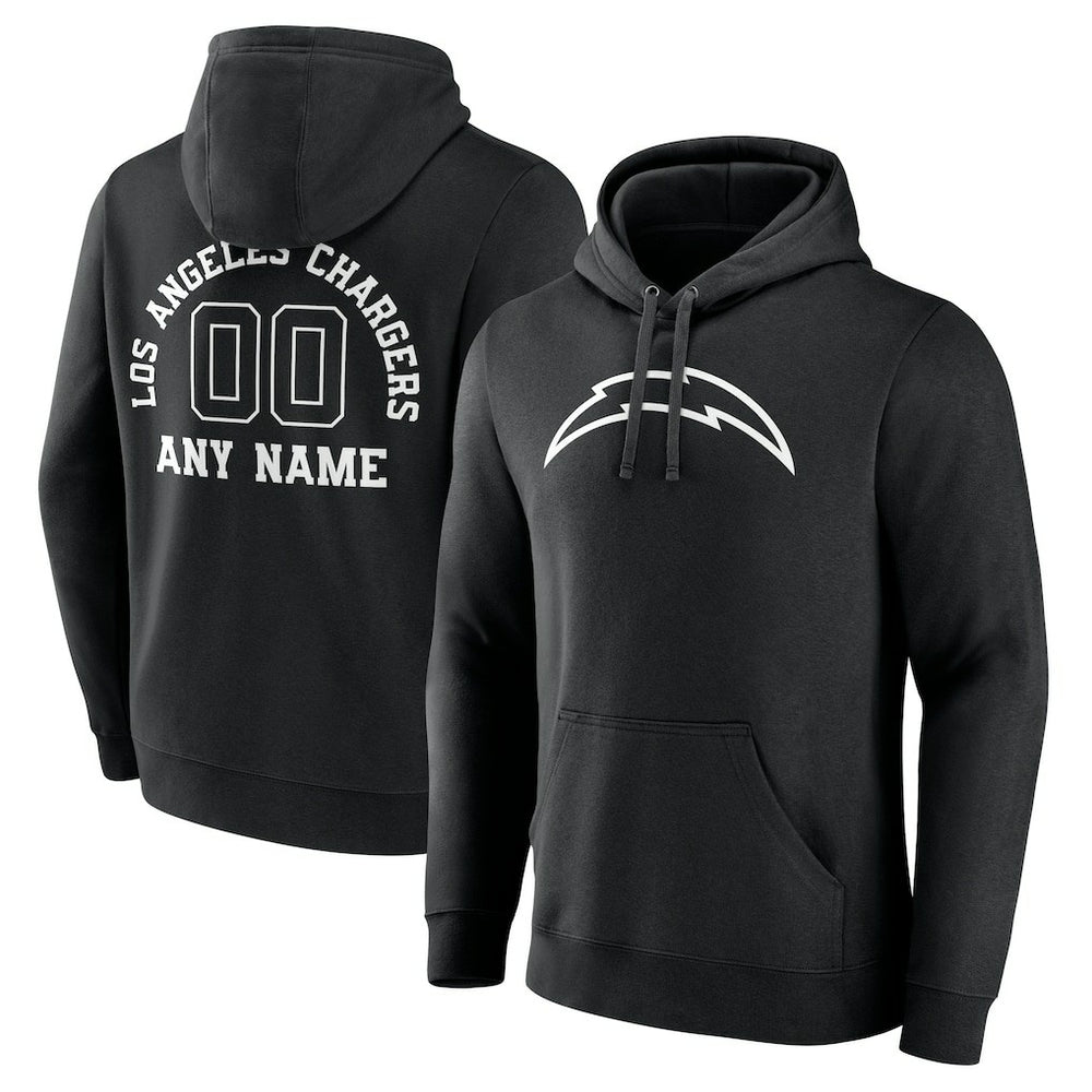 Los Angeles Chargers Personalized Name & Number Pullover Hoodie Black