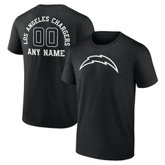 Los Angeles Chargers Personalized Name & Number Monochrome T-Shirt Black