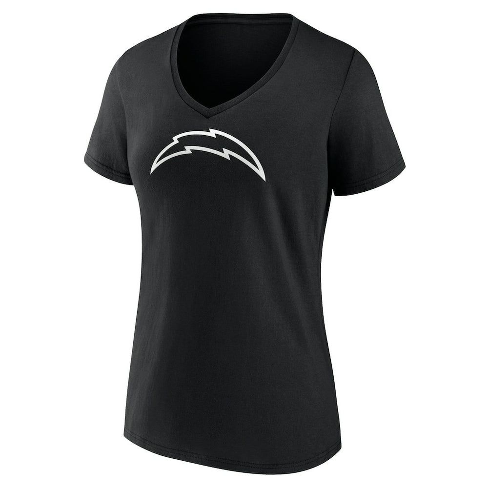 Los Angeles Chargers Women's Personalized Name & Number Monochrome V-Neck T-Shirt Black