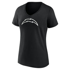 Los Angeles Chargers Women's Personalized Name & Number Monochrome V-Neck T-Shirt Black