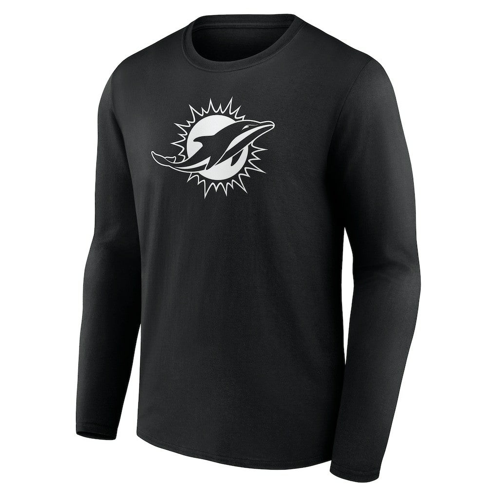 Miami Dolphins Personalized Name & Number Monochrome Long Sleeve T-Shirt Black
