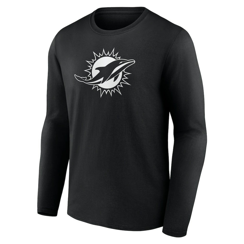 Miami Dolphins Personalized Name & Number Monochrome Long Sleeve T-Shirt Black