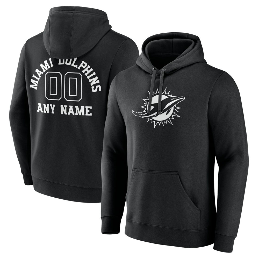Miami Dolphins Personalized Name & Number Pullover Hoodie Black