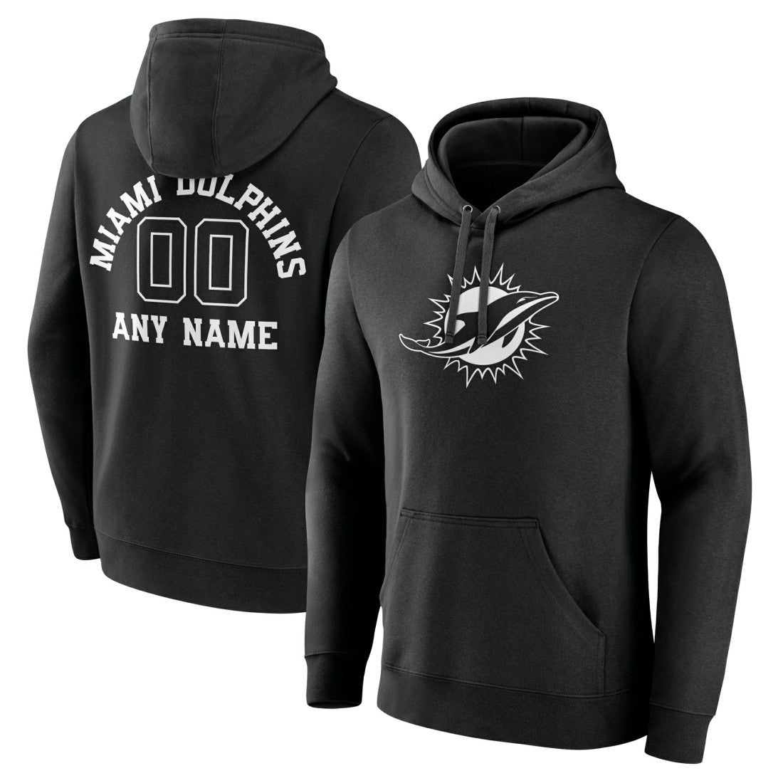 Miami Dolphins Personalized Name & Number Pullover Hoodie Black