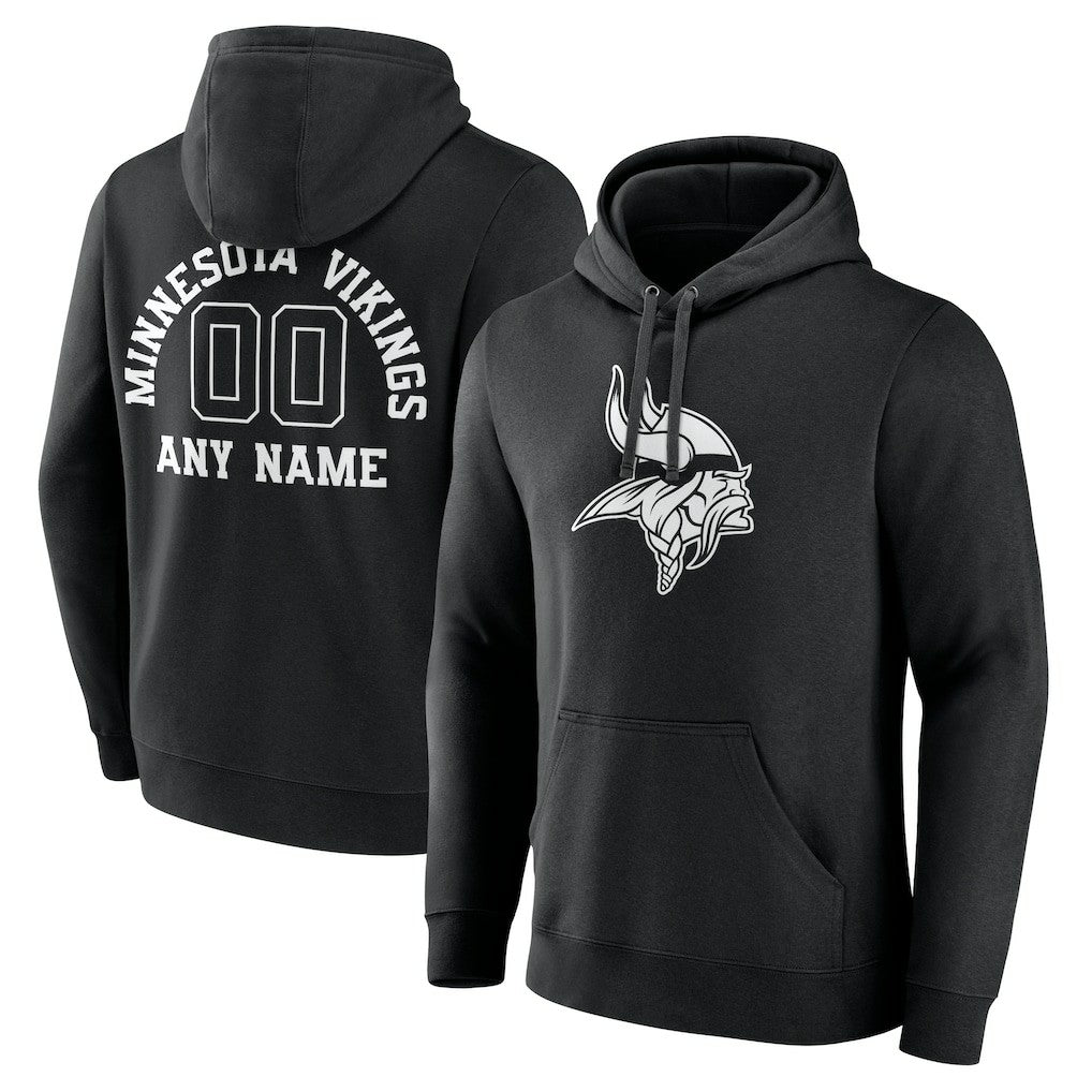 Minnesota Vikings Personalized Name & Number Pullover Hoodie Black