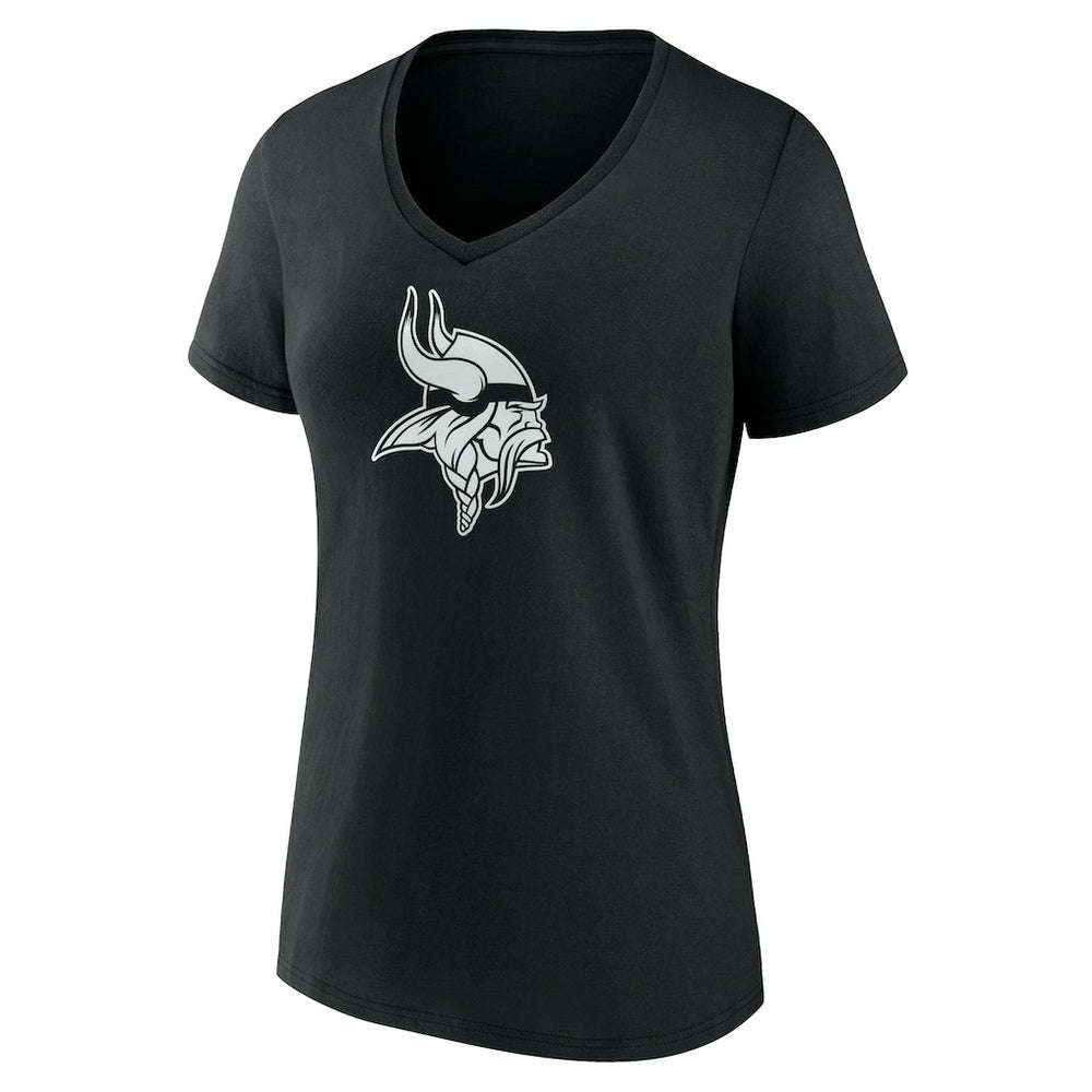 Minnesota Vikings Women's Personalized Name & Number Monochrome V-Neck T-Shirt Black