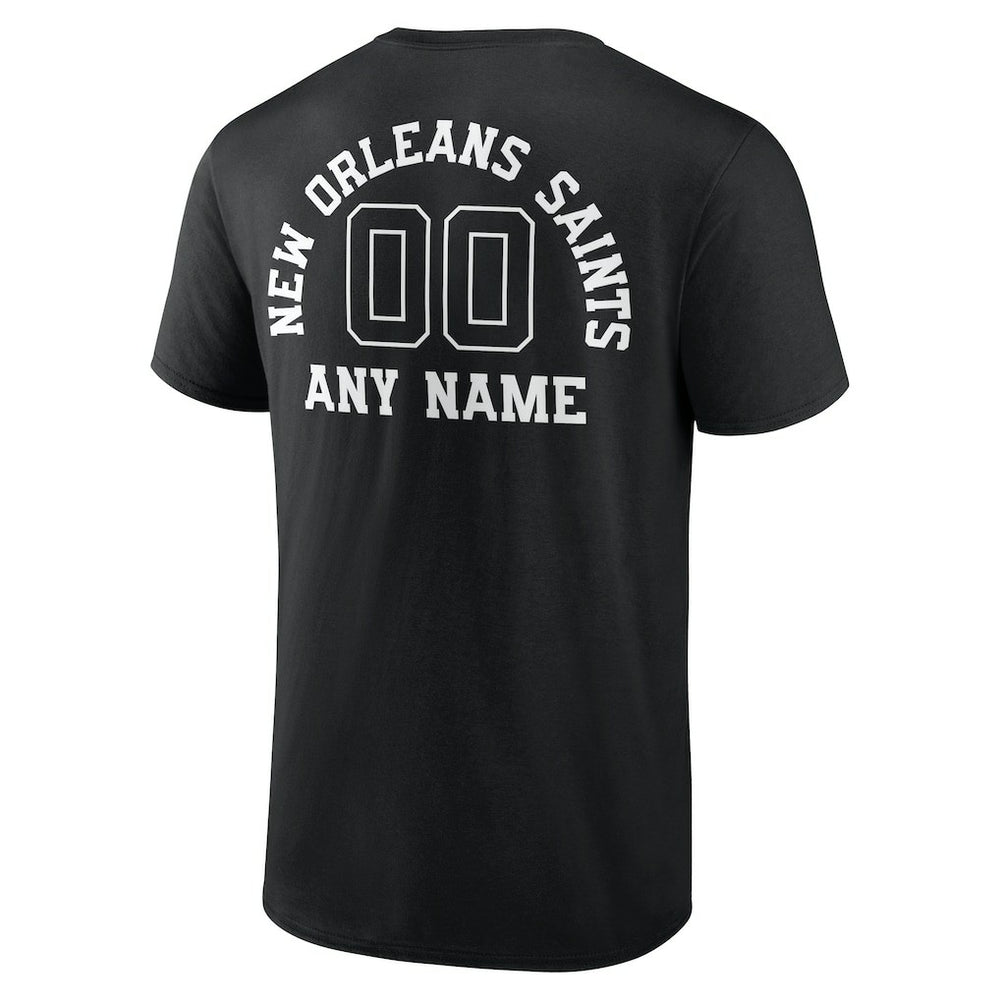 New Orleans Saints Personalized Name & Number Monochrome T-Shirt Black
