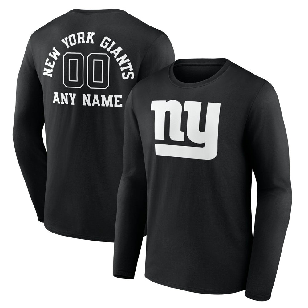 New York Giants Personalized Name & Number Monochrome Long Sleeve T-Shirt Black
