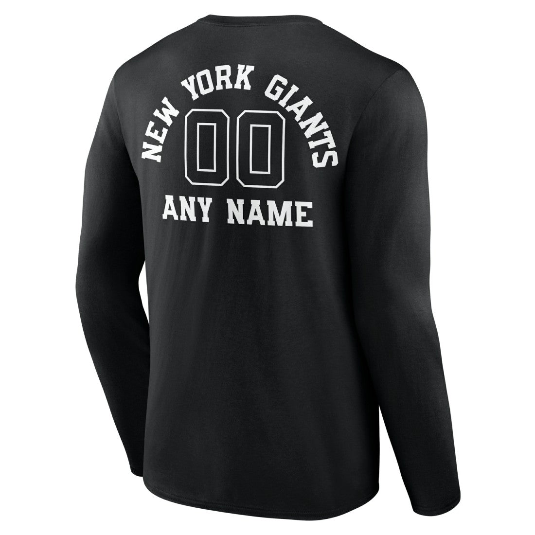 New York Giants Personalized Name & Number Monochrome Long Sleeve T-Shirt Black