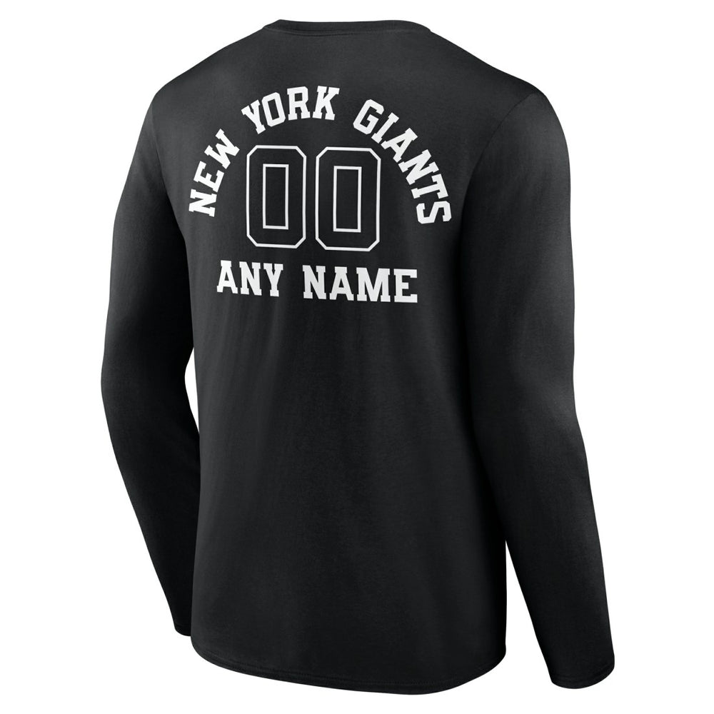 New York Giants Personalized Name & Number Monochrome Long Sleeve T-Shirt Black
