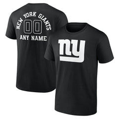 New York Giants Personalized Name & Number Monochrome T-Shirt Black