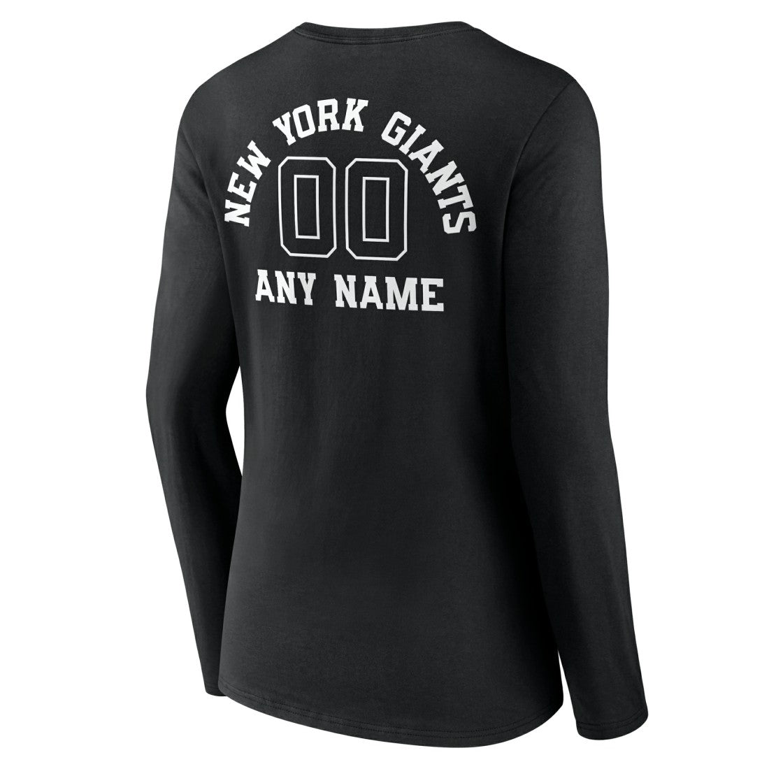 New York Giants Women's Personalized Name & Number Monochrome Long Sleeve V-Neck T-Shirt Black