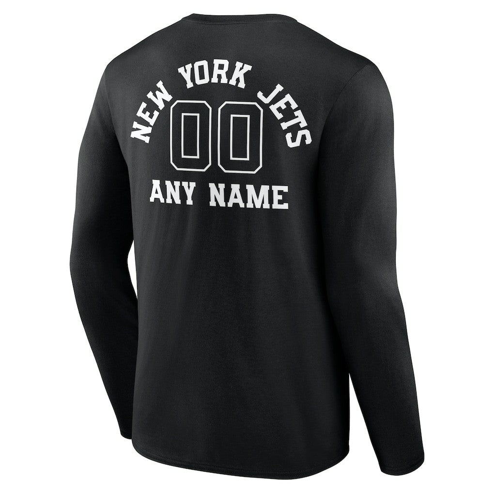 New York Jets Personalized Name & Number Monochrome Long Sleeve T-Shirt Black
