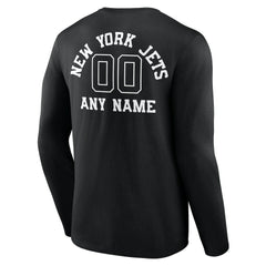 New York Jets Personalized Name & Number Monochrome Long Sleeve T-Shirt Black