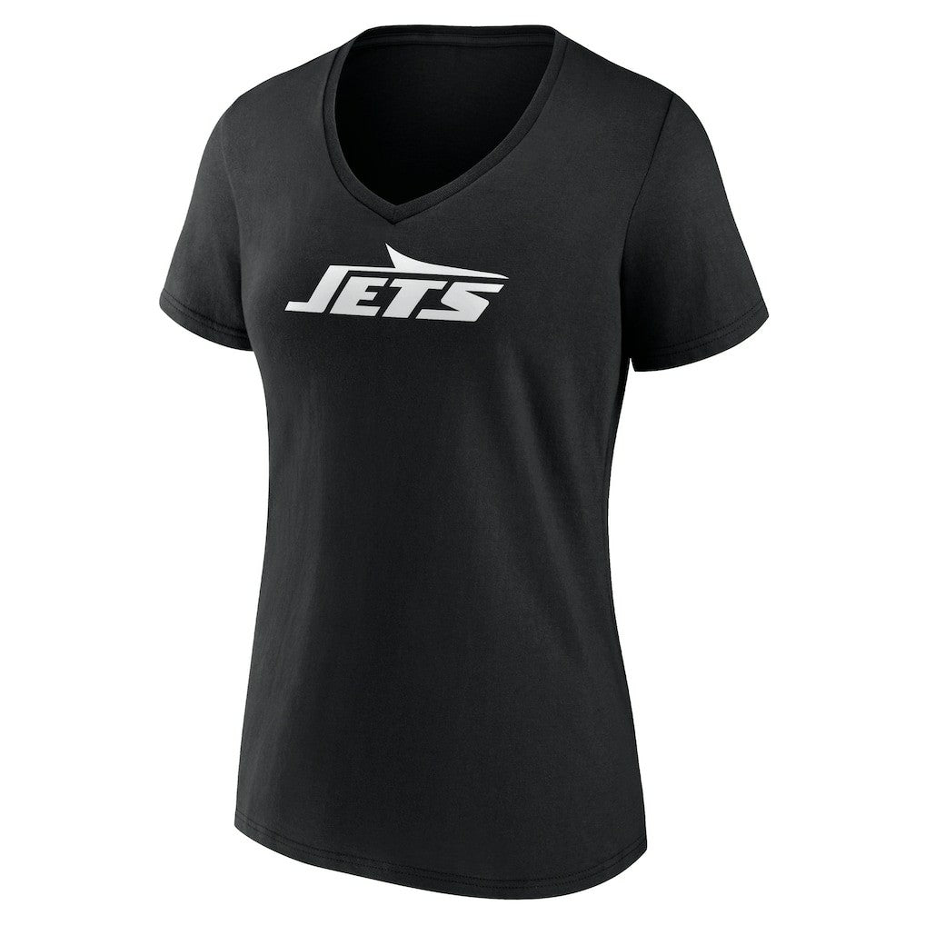 New York Jets Women's Personalized Name & Number Monochrome V-Neck T-Shirt Black