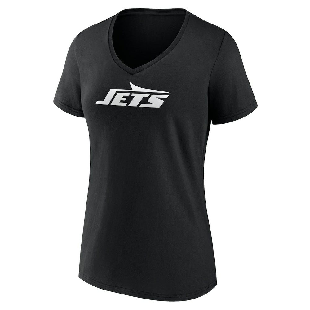 New York Jets Women's Personalized Name & Number Monochrome V-Neck T-Shirt Black