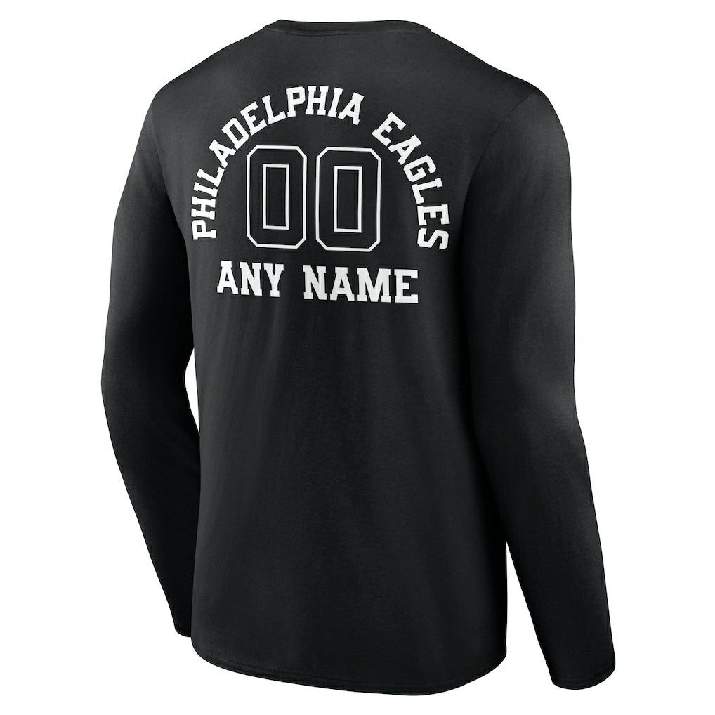 Philadelphia Eagles Personalized Name & Number Monochrome Long Sleeve T-Shirt Black
