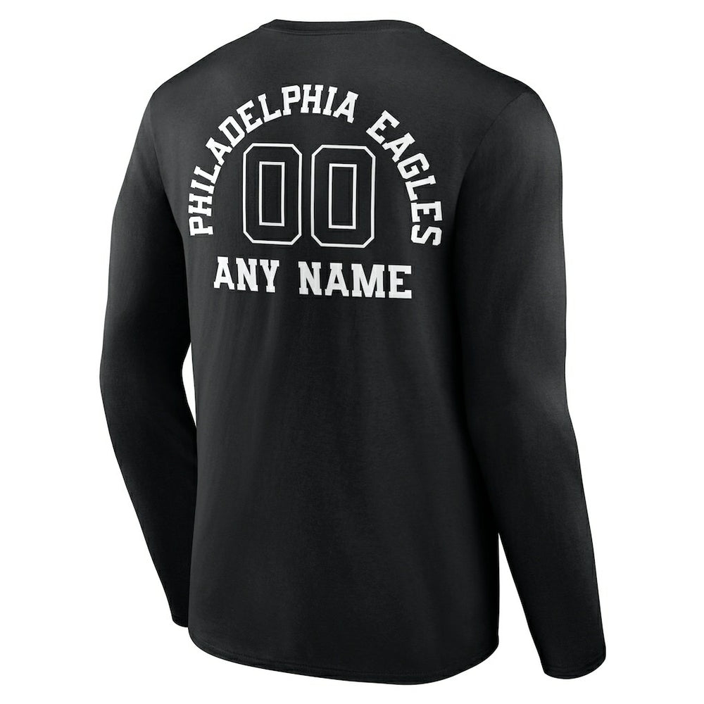 Philadelphia Eagles Personalized Name & Number Monochrome Long Sleeve T-Shirt Black